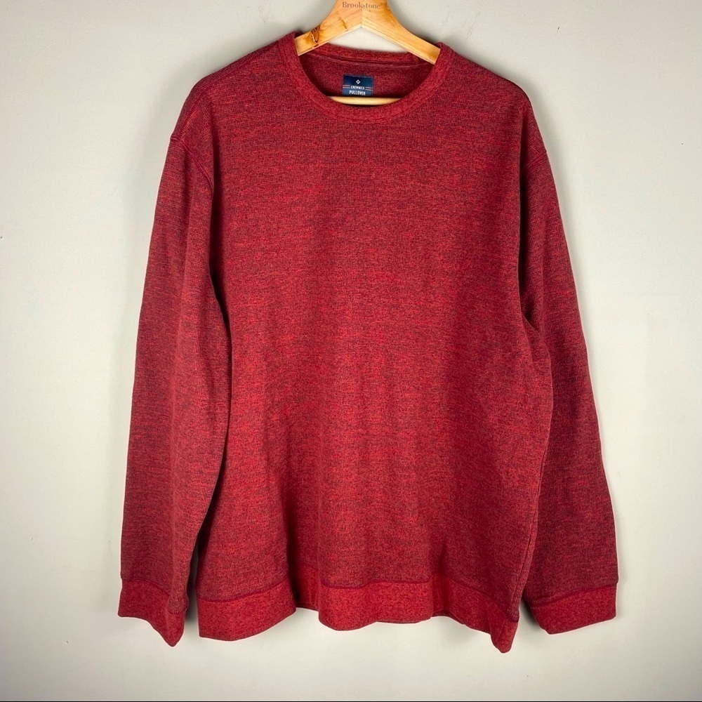 Men's Long Sleeve Fleece Crewneck Thermal Pullover Sweater Paprika Size XXL 2XL